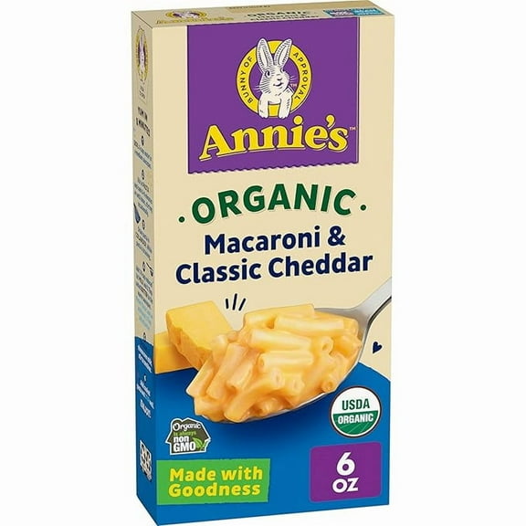Pack of 1 Annie's Organic Macaroni and Classic Cheddar, Mac and Cheese, Dinner Side or Snacks, 6 oz