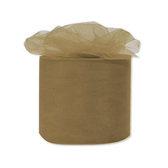Pack of 1, Antique Gold Premium Tulle Ribbon, 3" x 50 Yards For Party, Holiday & Event, Made In USA