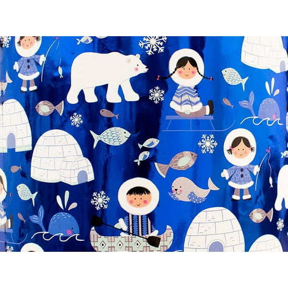 Pack of 1, Arctic Life Wrapping Paper 24" x 417', Half Ream Roll for Celebration, Party, Holiday, Birthday and Events, Made in USA