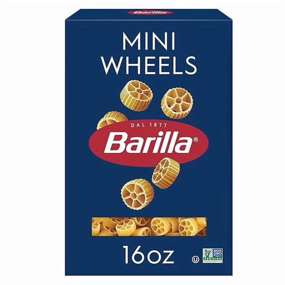 Pack of 1 Barilla Mini Wheels Pasta, 16 oz. Box - Non-GMO, Made with Durum Wheat Semolina - Kosher Certified