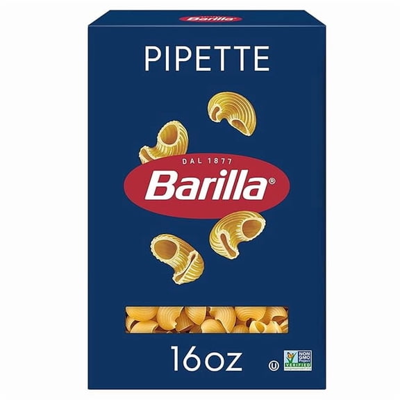 Pack of 1 Barilla Pipette Pasta, 16 oz. Box - Non-GMO, Made with Durum Wheat Semolina - Kosher Certified