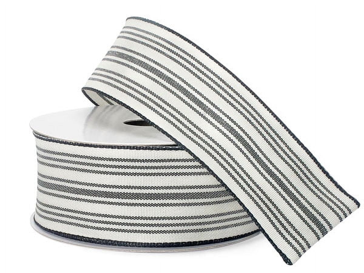 Pack of 1, Black Ticking Stripe Ribbon, 1 1/2" x 10 Yards for Holiday, Party Favor, Birthday, Event and Celebration