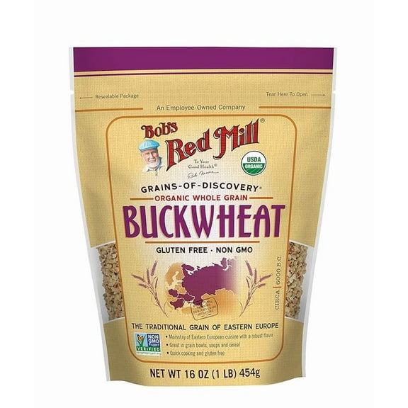 Pack of 1 Bob's Red Mill Organic Gluten Free Buckwheat Groats, 16oz (Pack of 1) - Non GMO, Whole Grain, Vegan, Kosher
