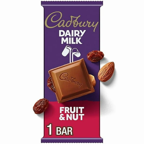 Pack of 1 CADBURY DAIRY MILK Fruit & Nut Milk Chocolate Candy Bar, 3.5 oz