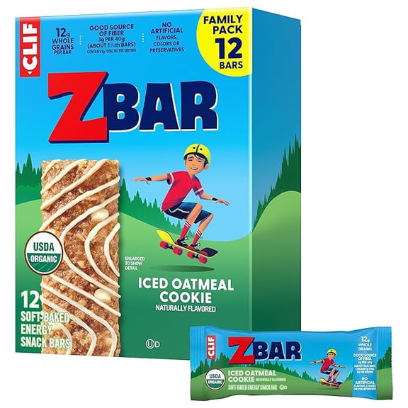 Pack of 1 CLIF Kid Zbar - Iced Oatmeal Cookie - Soft Baked Whole Grain Snack Bars - USDA Organic - Non-GMO - Plant-Based - 1.27 oz. (12 Pack)