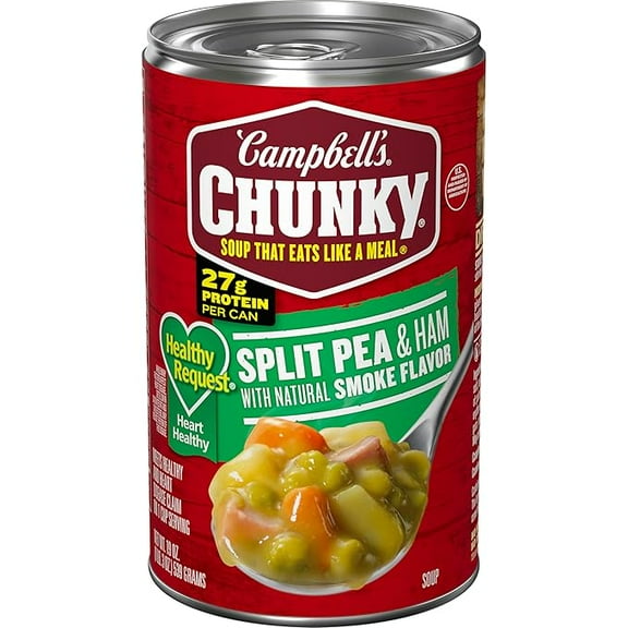 Pack of 1 Campbells Chunky Healthy Request Soup, Split Pea Soup With Ham, 19 Oz Can