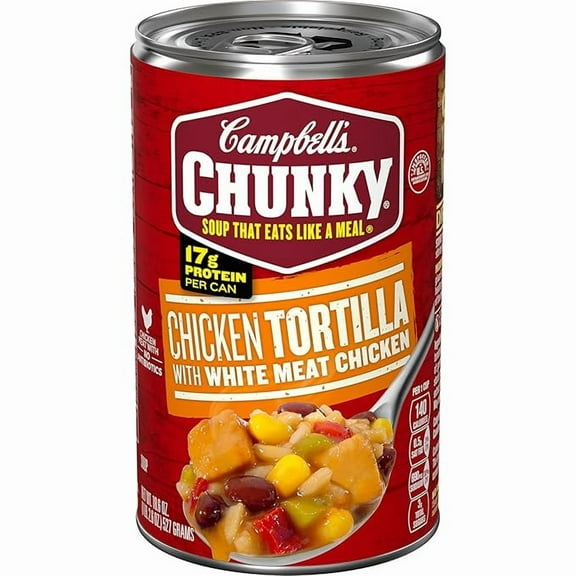 Pack of 1 Campbell's Chunky Soup, Chicken Tortilla Soup with Grilled White Meat Chicken, 18.6 Oz Can