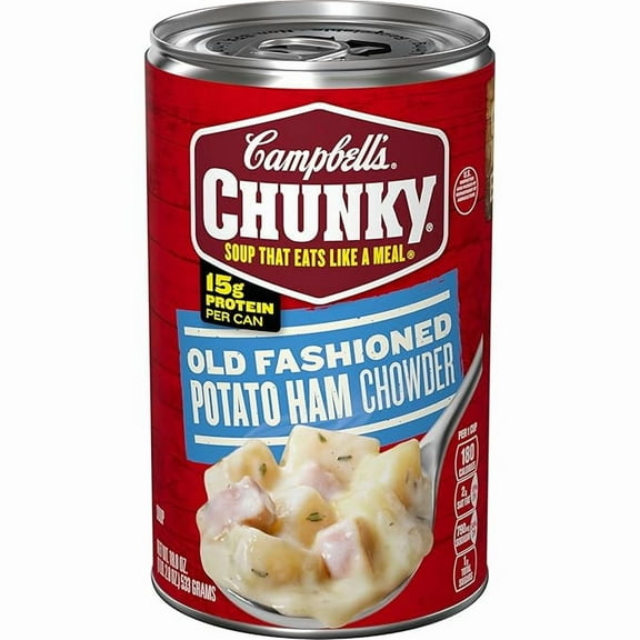 Pack of 1 Campbells Chunky Soup, Old Fashioned Potato Ham Chowder, 18.8 Oz Can