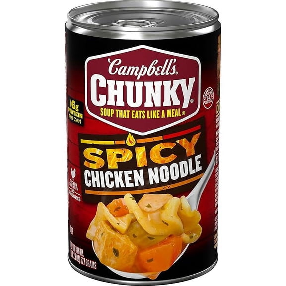(1 pack) Campbell's Chunky Soup, Spicy Chicken Noodle Soup, 18.6 oz Can