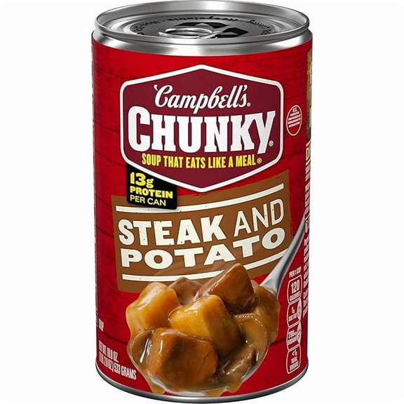 Pack of 1 Campbells Chunky Soup, Steak And Potato Soup, 18.8 Ounce Can