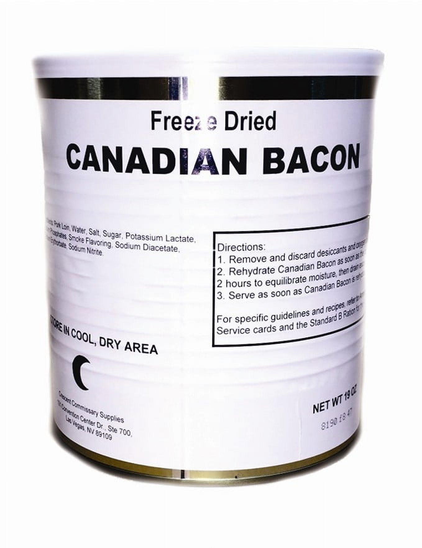 Pack of 1 Can) Military Surplus Freeze Dried Canadian Bacon #10 Can 50-60 Slices / Can Emergency Camping Food ✅