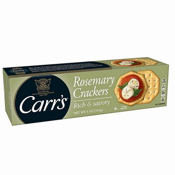 Pack of 1 Carr's Crackers, Baked Snack Crackers, Party Snacks, Rosemary, 5oz Box (1 Box)