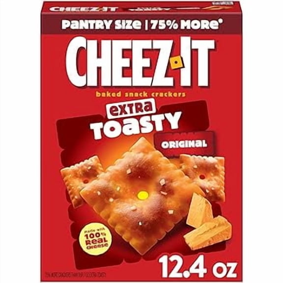 Pack of 1 Cheez-It Cheese Crackers, Baked Snack Crackers, Lunch Snacks, Extra Toasty, 12.4oz Box (1 Box)