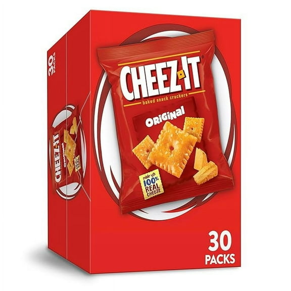 Pack of 1 Cheez-It Cheese Crackers, Baked Snack Crackers, Lunch Snacks, Original, 30oz Box (30 Packs)