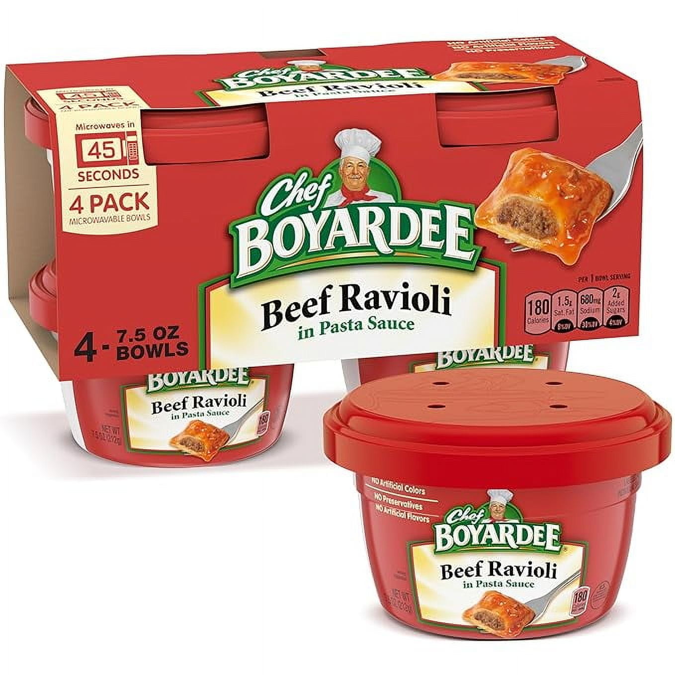 Pack of 1 Chef Boyardee Beef Ravioli, Microwave Meal, 7.5 oz. 4-Count ...