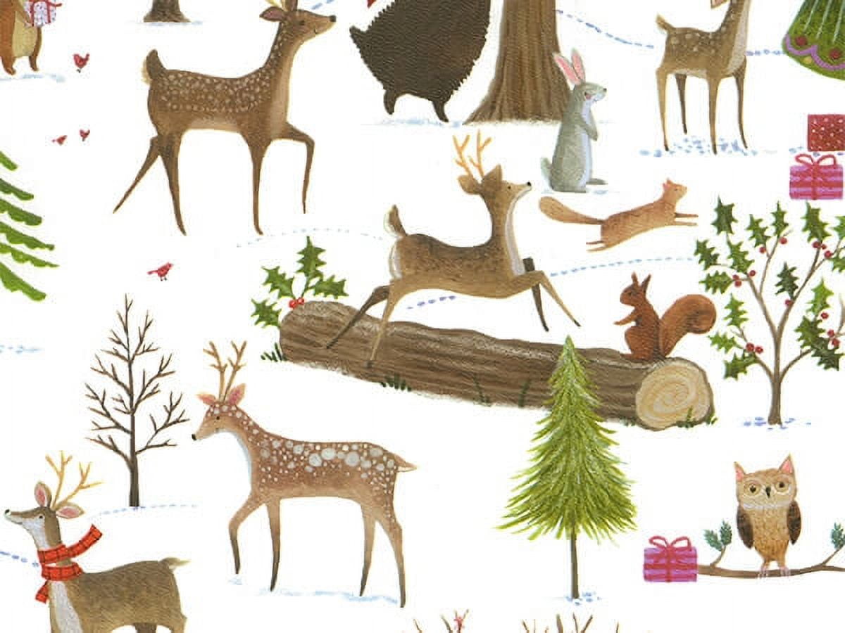 Pack of 1, Christmas Woods 30" x 417' Half Ream Roll Gift Wrap For Christmas, Holiday & Events, Made In USA