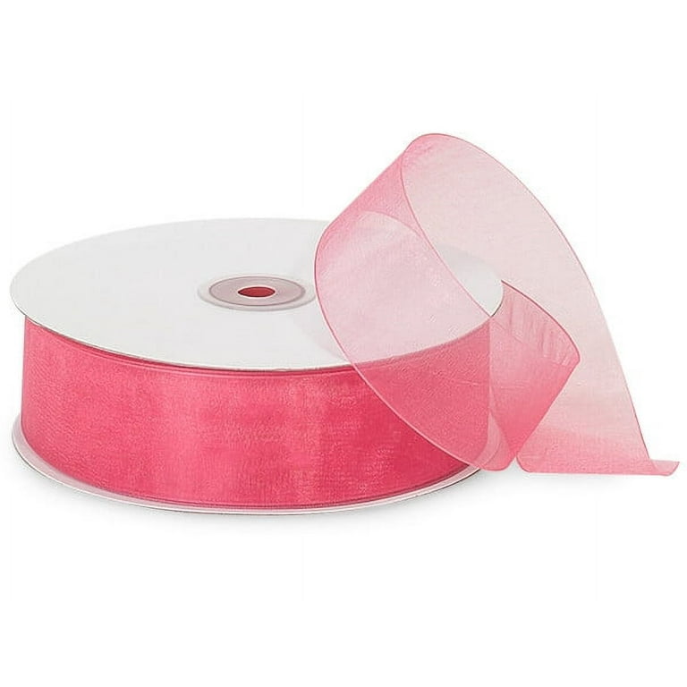 Pack of 1, Coral Rose Pink Sheer Organza Ribbon, 1-1/2 x 100 Yards For  Making Hair Bows, Accenting Crafts & Clothing, & Making Bow Package 