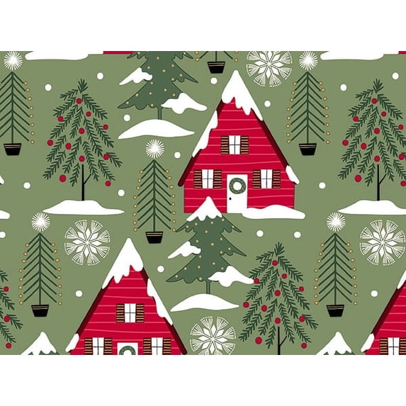 Pack of 1, Cozy Cabins Wrapping Paper 30" x 417', Half Ream Roll for Celebration, Party, Holiday, Birthday and Events, Made in USA