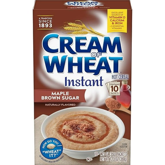 Pack of 1 Cream of Wheat Instant Hot Cereal, Maple Brown Sugar, 1.23 Ounce, 10 Packets