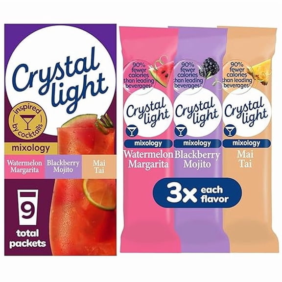 Pack of 1 Crystal Light Mixology Variety Pack Powdered Drink Mix, 9 single serve packets per Box