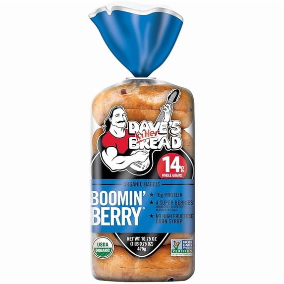 Pack of 1 Dave’s Killer Bread® Boomin’ Berry® Bagels, Cranberry, Blueberry, Blackberry and Acai Bagels, 5 Count