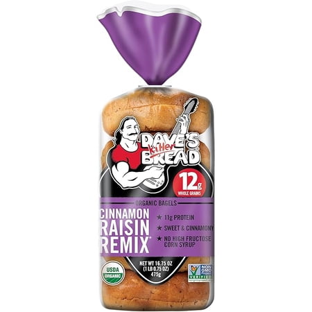 Pack of 1 Dave's Killer Bread Cinnamon Raisin Remix Bagels, Organic Cinnamon Raisin Bagels, 5 Count