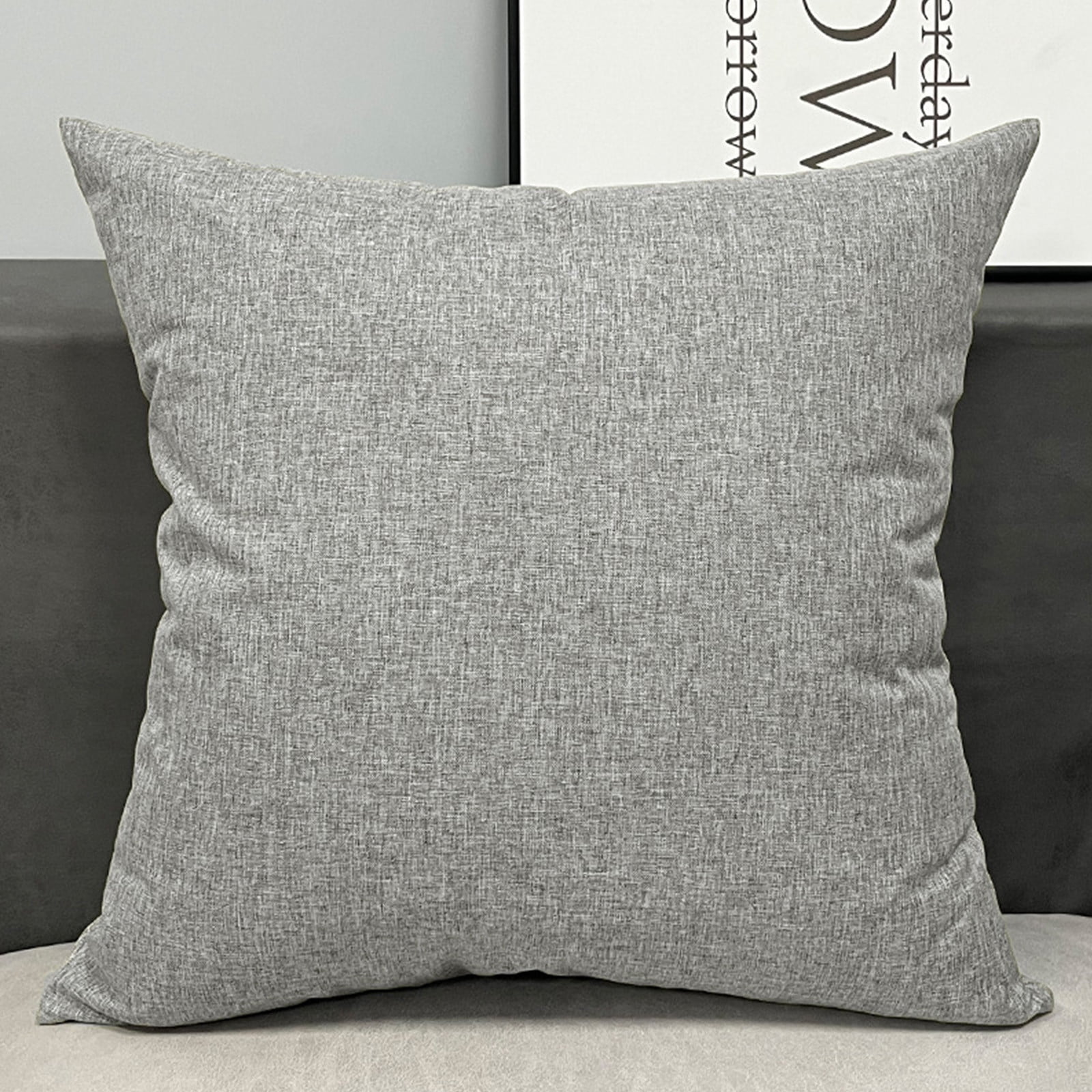 Pack of 1 Decorative Outdoor Throw Pillow Faux Linen Garden Farmhouse Coastal Cushion for Summer Patio Tent Balcony Couch Sofa, Gray