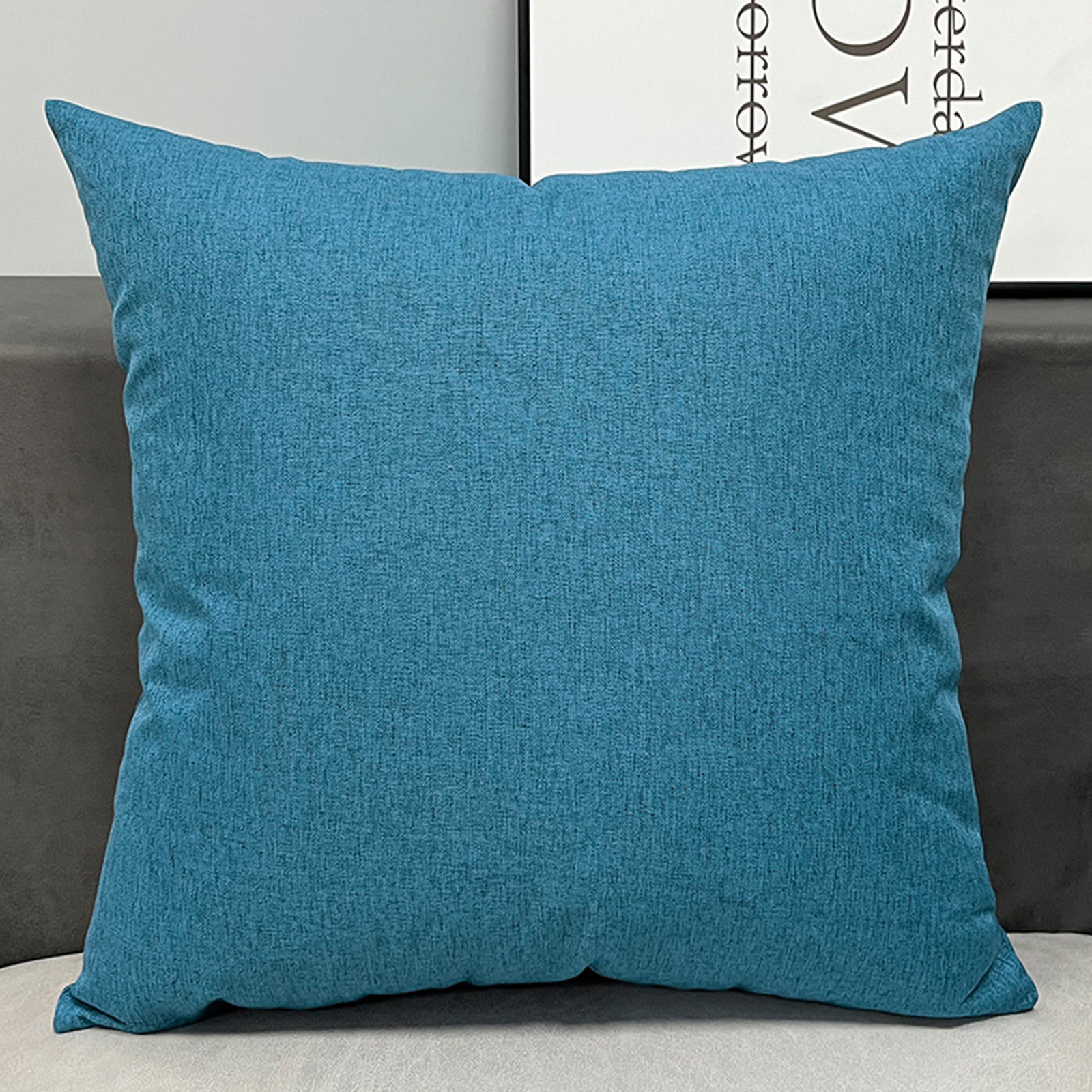Pack of 1 Decorative Outdoor Throw Pillow Faux Linen Garden Farmhouse Coastal Cushion for Summer Patio Tent Balcony Couch Sofa, Blue
