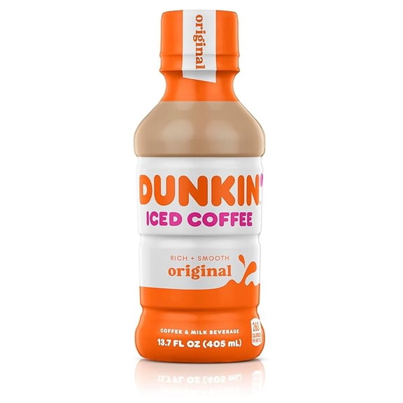 Pack of 1 Dunkin' Donuts Original Iced Coffee Bottle, 13.7 fl oz (Packaging may vary)
