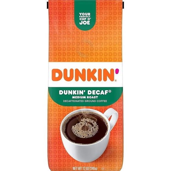 Pack of 1 Dunkin' Original Blend Medium Roast Decaf Ground Coffee, 12 Ounce