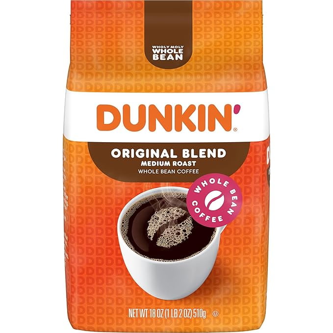 Pack of 1 Dunkin' Original Blend Medium Roast Whole Bean Coffee, 18 Ounce