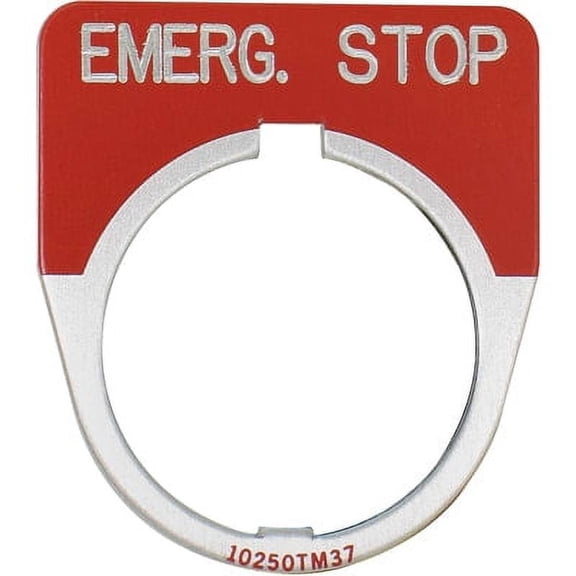Pack of 1, Eaton - Cutler Hammer 10250Tm13, Legend Plate, Legend Plate, Standard, Black Field, Emergency Stop, 10250T Series
