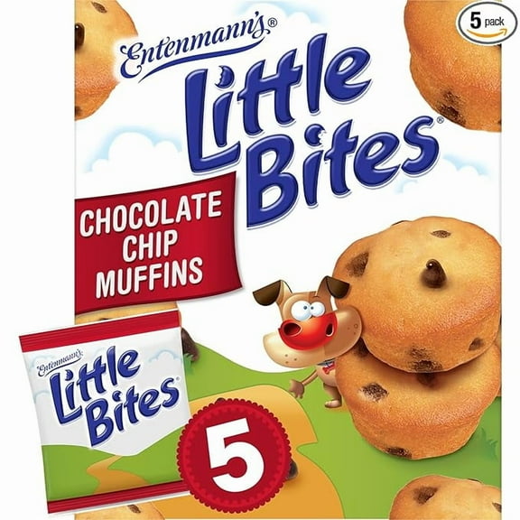 Pack of 1 Entenmann's Little Bites Chocolate Chip Muffins, Pouches of Mini Muffins 8.25 oz, 5 Count