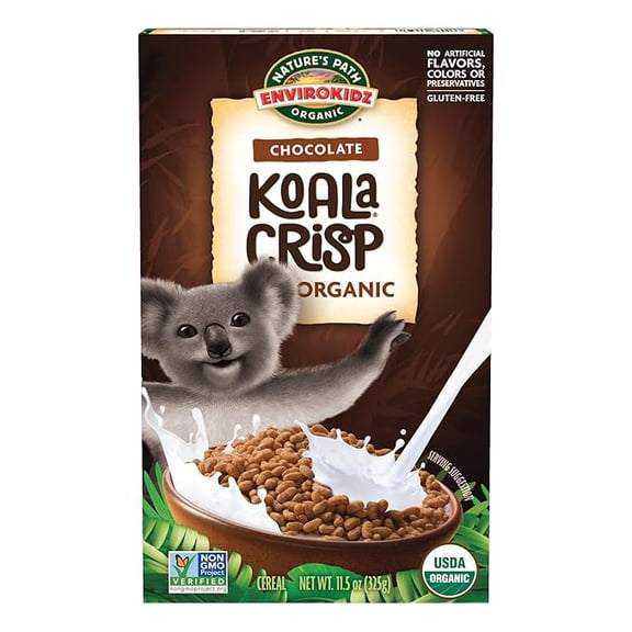 Pack of 1 EnviroKidz Organic Koala Crisp Cereal, 11.5 oz (Pack of 1), Chocolate, Gluten Free, Non-GMO, Fair Trade, by Nature's Path