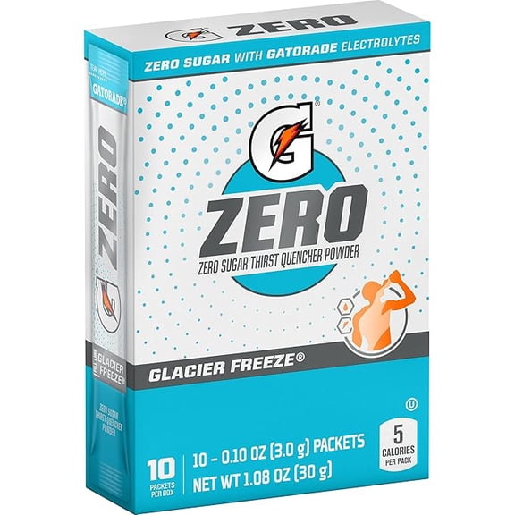 Pack of 1 Gatorade - Sports Drinks G Zero Powder Packets Glacier Freeze, 0.10 Ounce(Pack of 10)