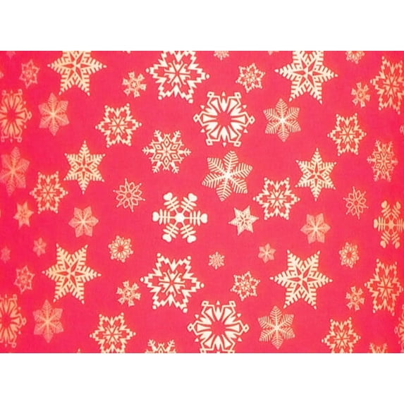 Pack of 1, Gold Snowflakes On Red Embossed Wrapping Paper Roll, 26" x 417' For Christmas, Holiday & Events, Made In USA