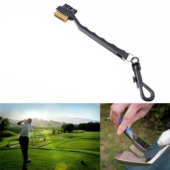 Pack of 1 Golf Club Brush Groove Cleaner with Retractable Zip-line and Aluminum Carabiner Cleaning Tools