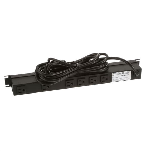 Pack of 1, Hammond Manufacturing 1583H6B1Sbk, Power Strip, Suppressed, 6 Outlets, Rack Mnt, Cur-Rtg 15A, 15Ft. Cord, Sjtw, Ul, Csa