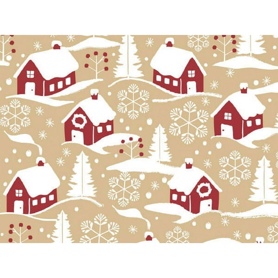 Pack of 1, Home for Christmas 24" x 100' Cutter Box Gift Wrap (Kraft) for Holiday, Party, Kids' Birthday & Special Occasion Packaging