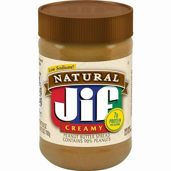 Pack of 1 Jif Natural Creamy Peanut Butter Spread, 28 Ounces, Contains 90% Peanuts