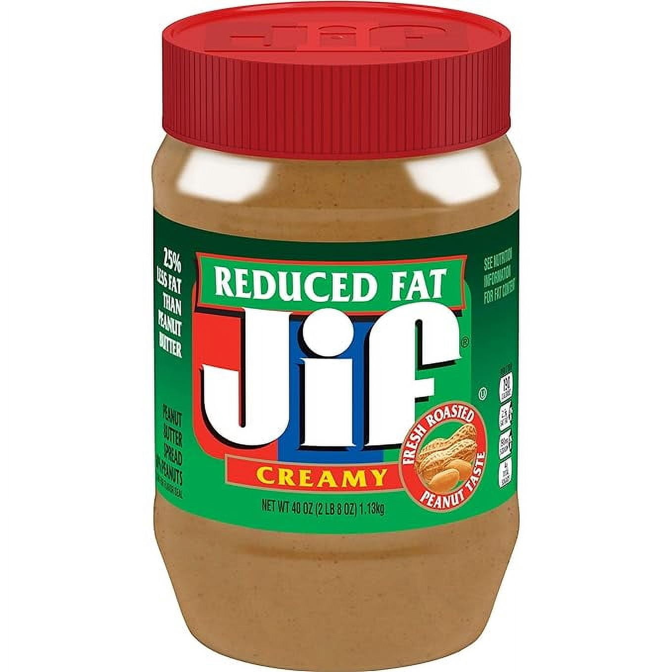 Pack of 1 Jif Reduced Fat Creamy Peanut Butter Spread, 40 Ounces, 60% Peanuts