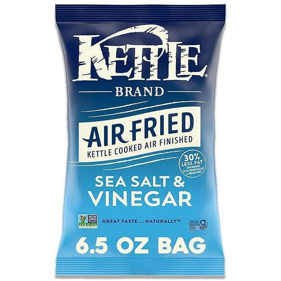 Pack of 1 Kettle Brand Potato Chips, Air Fried Sea Salt & Vinegar Kettle Chips, 6.5 Oz Bag