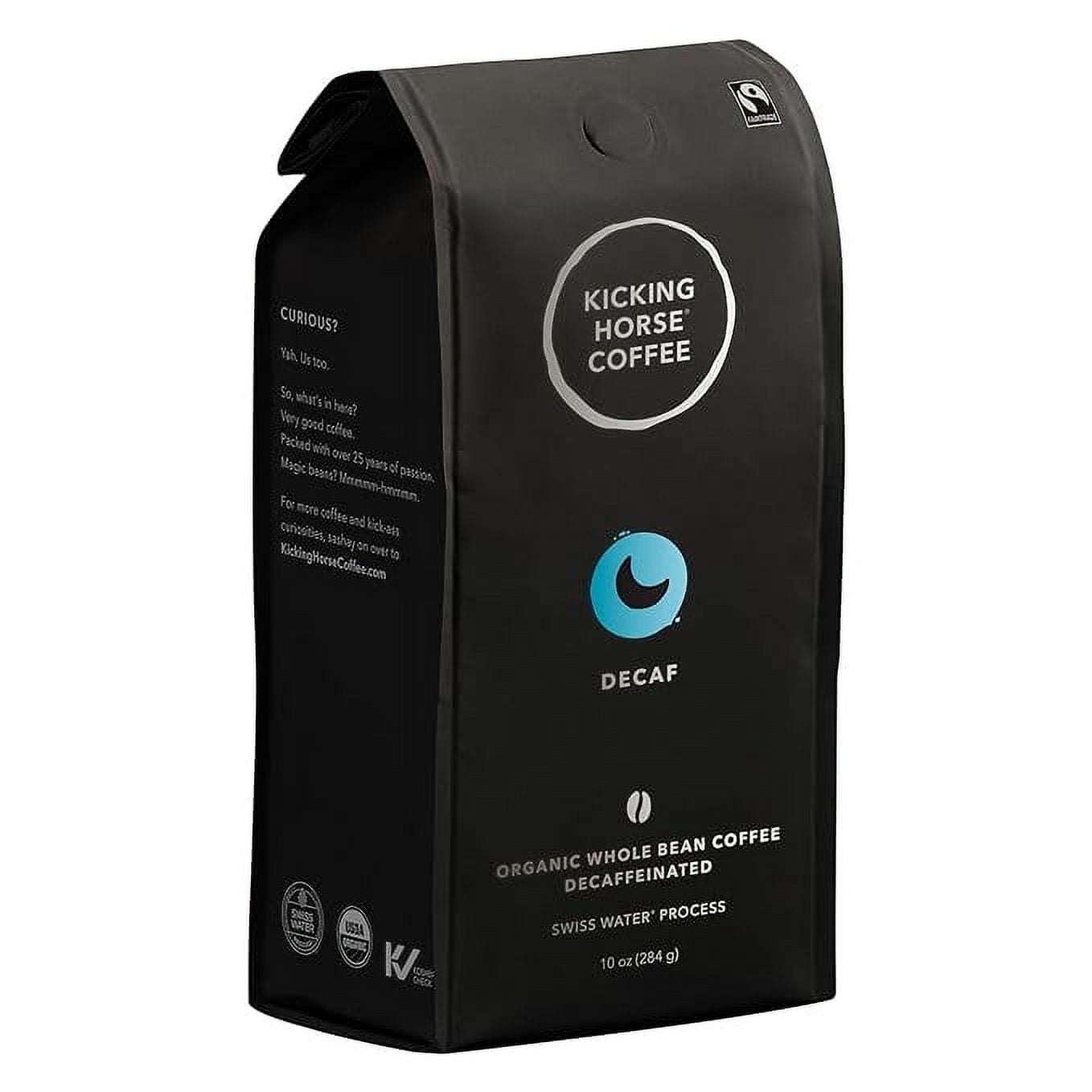 Pack of 1 Kicking Horse Coffee, Decaf, Swiss Water Process, Dark Roast, Whole Bean, 10 Oz - Certified Organic, Fairtrade, Kosher Coffee
