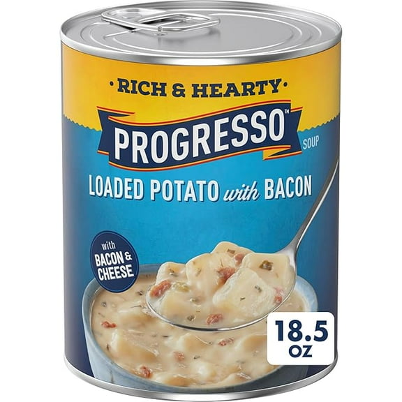 Loaded Potato with Bacon and Cheese Soup, Rich and Hearty Canned Soup, 18.5 oz