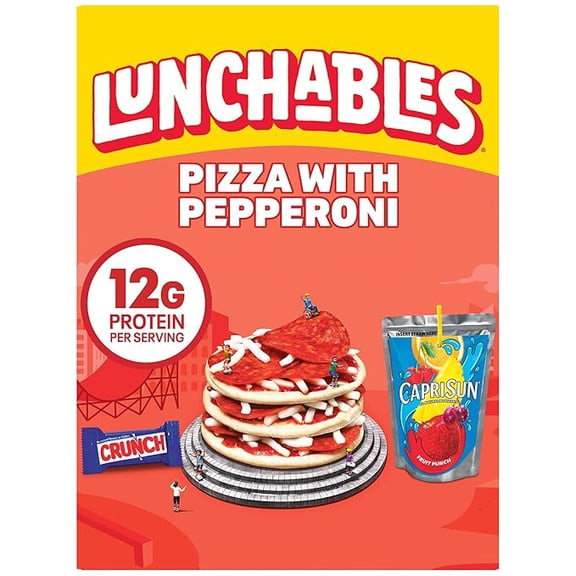 Pack of 1 Lunchables Pepperoni Pizza with Capri Sun Fruit Punch and Crunch Bar Fun Pack, 4.7 oz & 6 fl oz Package