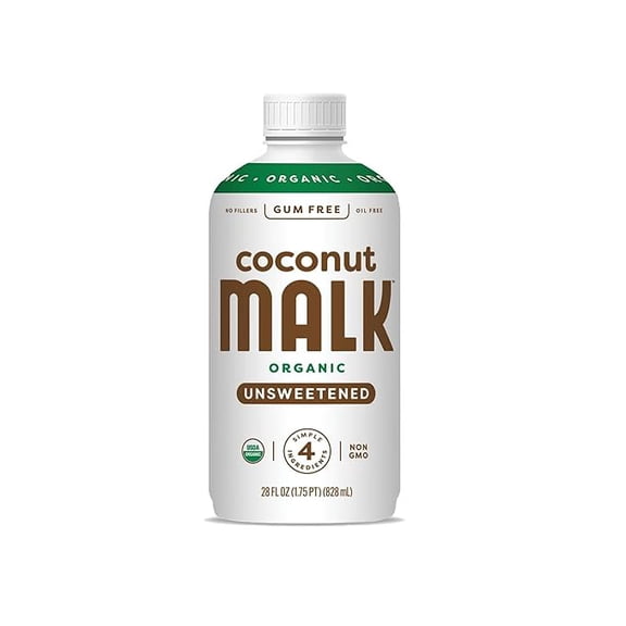 Pack of 1 MALK Unsweetened Organic Coconut 28 fl oz - Non GMO - Whole 30 approved, Dairy Free, Vegan, Plant Based