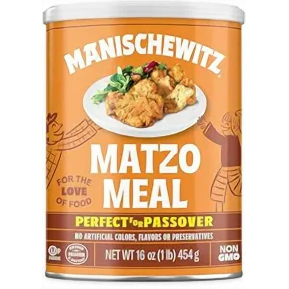 Pack of 1 Manischewitz Matzo Meal, 16oz Resealable Canister | Perfect for Coating and Baking | Kosher for Passover and Year Round Use