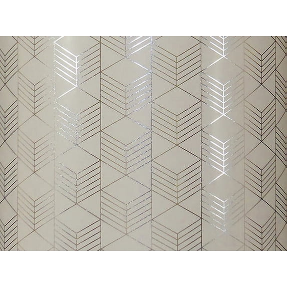 Pack of 1, Metallic Silver Geometrics On White Wrapping Paper Roll, 30" x 417' For Party, Holiday & Events