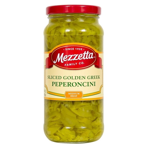 Pack of 1 Mezzetta Golden Greek Peperoncini, Deli-Sliced, 16 Ounce