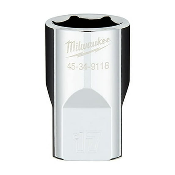 Pack of 1, Milwaukee 45-34-9118 1/2 Drive 17Mm Metric 6-Point Socket with Four Flat Sides